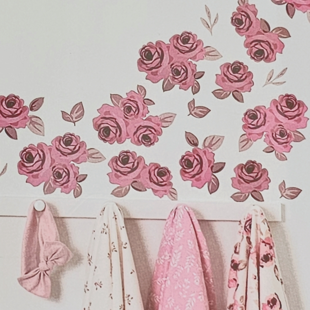 2 MODERN MOMENTS by Gerber Floral Pink Rose Wall Decals